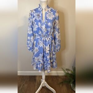 Joie Blue and White Floral Long Sleeve Dress